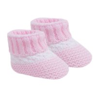 S437-P: Pink Stripe Acrylic Baby Bootees